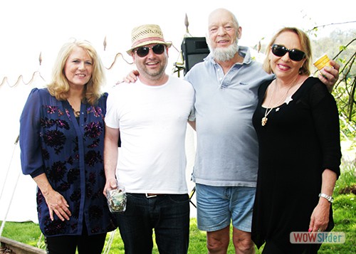 Livvy-and-Chrissie-with-Michael-Eavis-and-Miles-Leonard